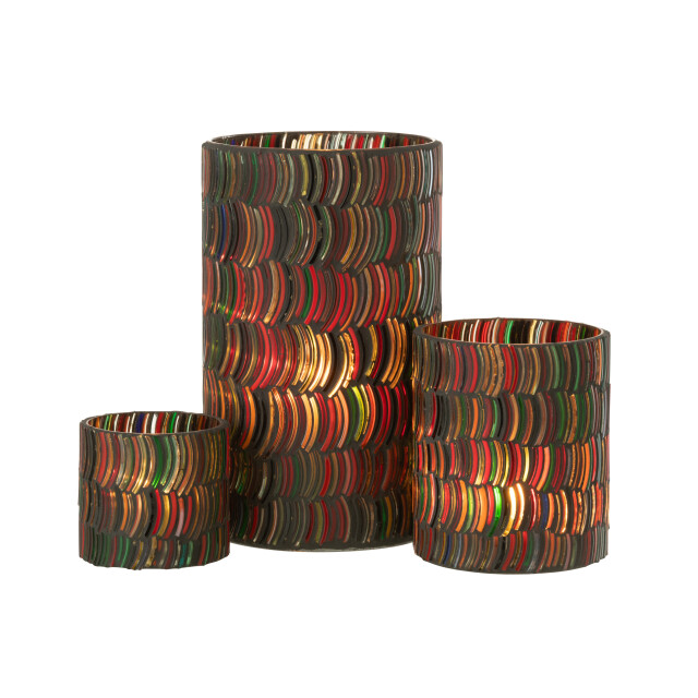 J-Line windlicht mozaiek curve glas mix large 12.5x12.5x23cm 3013738 large