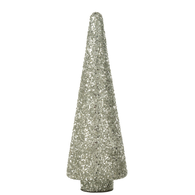 J-Line kerstboom glitter glas zilver large 14x14x39cm 3008520 large