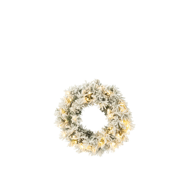 J-Line kerstkrans+led warm wit plastiek besneeuwd small 44x16x44cm 3007233 large