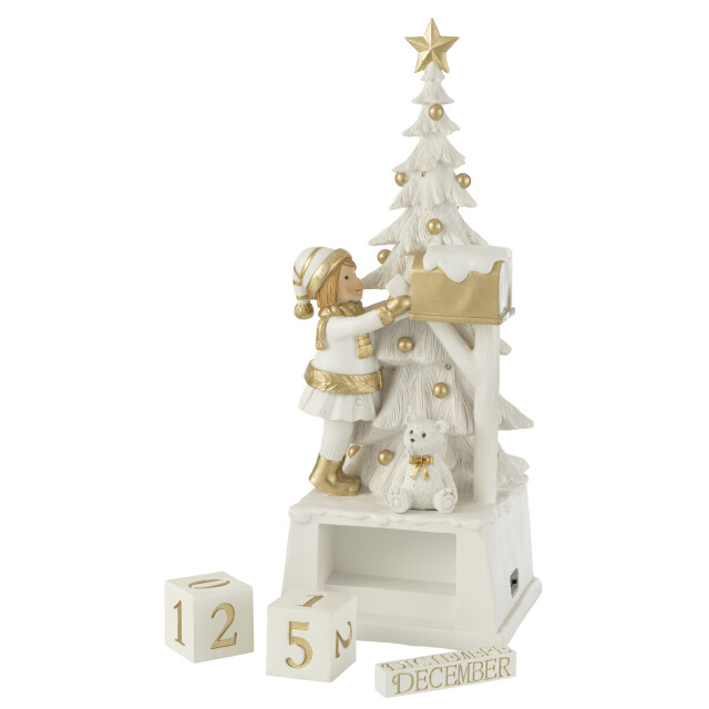 J-Line kalender kerstboom poly /goud 18.5x18x49.5cm 3006980 large
