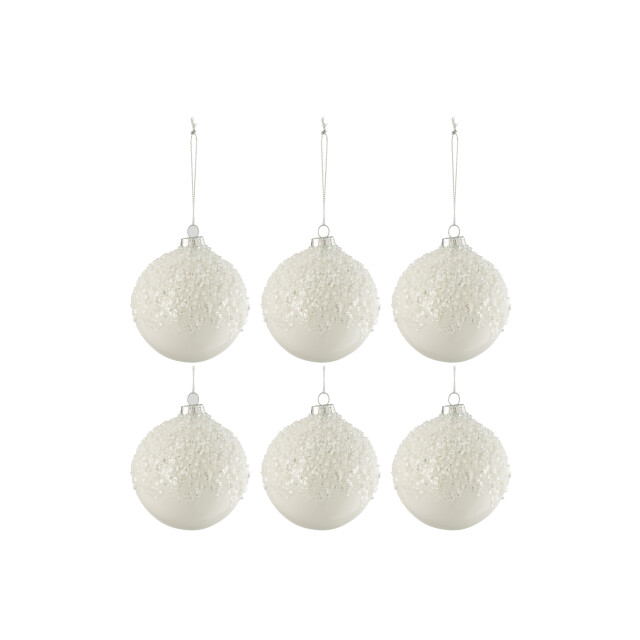 J-Line doos van 6 kerstballen suiker glas blinkend small 9x9x10cm 3007408 large