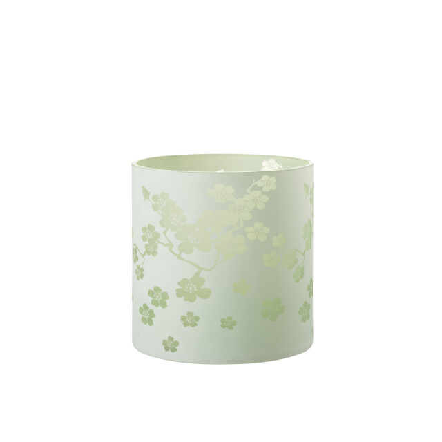 J-Line windlicht bloemen glas groen extra large 24x24x24cm 3013708 large