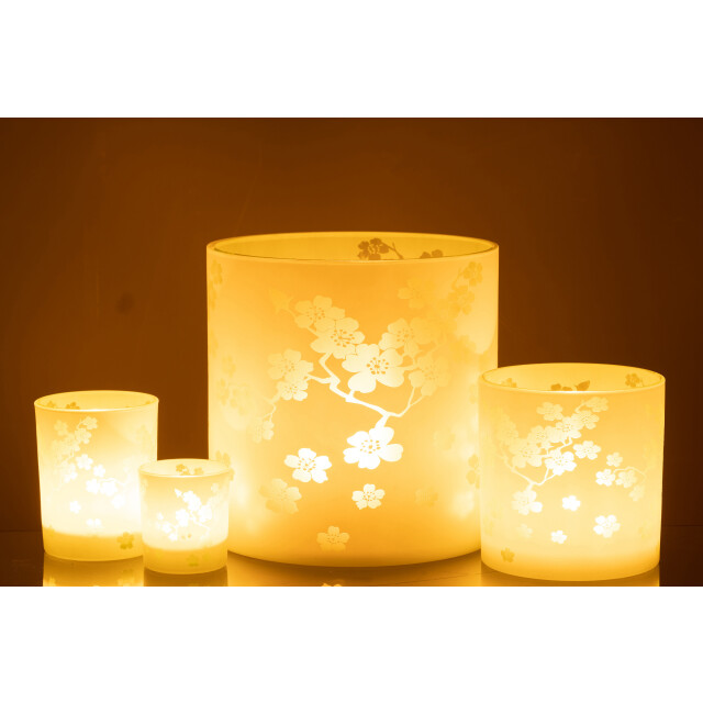 J-Line windlicht bloemen glas groen extra large 24x24x24cm 3013708 large