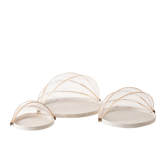 J-Line set van 3 plateaus met vliegenbescherming bamboe 48x45x27cm 3000107 large