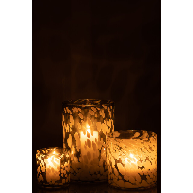 J-Line windlicht spikkel glas /wit large 19.5x19.5x30cm 3013691 large