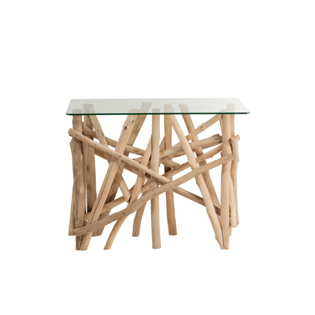 J-Line console rechthoek takken hout/glas 97x47x77.5cm 3003555 large