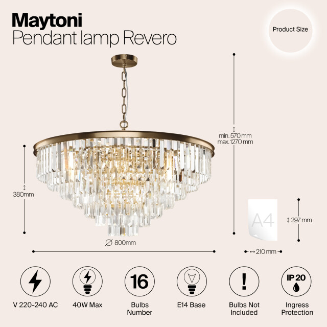 Maytoni hanglamp revero messing Ø80 2994802 large