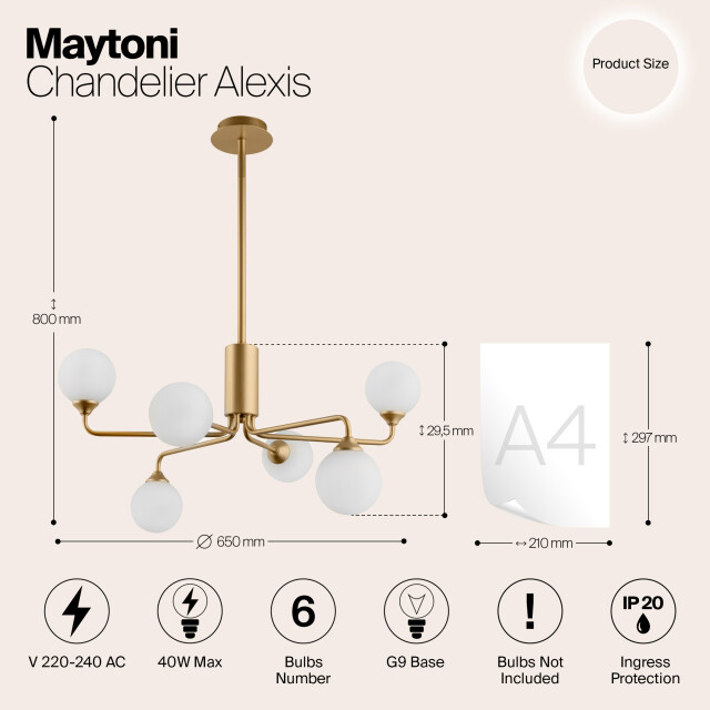 Maytoni kroonluchter alexis mat Ø65 3004266 large