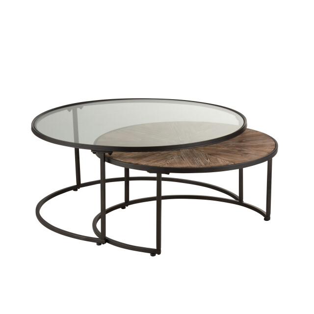 J-Line salontafelset rond metaal 91x91x41cm set van 2 2999126 large