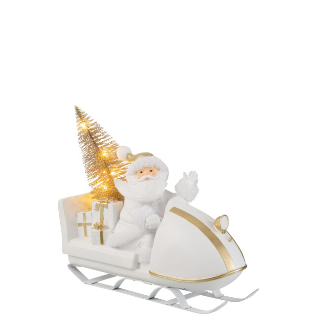 J-Line kerstman met slee poly /goud 31x11x30cm 3006972 large