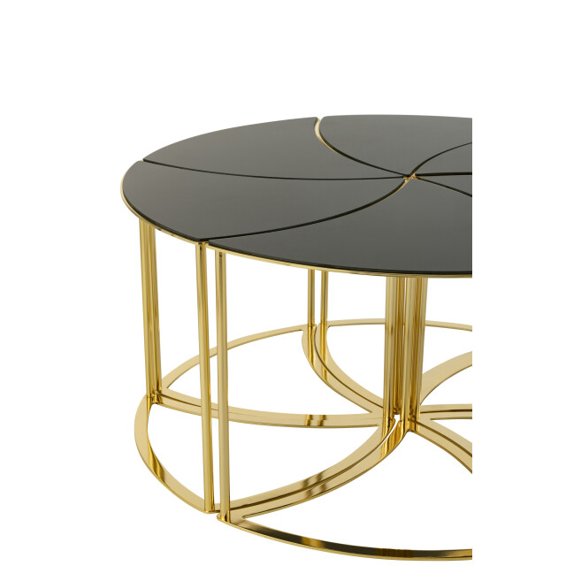 J-Line set van 6 tafels tornado goud metaal/mdf/glas 100x100x48cm 3001610 large