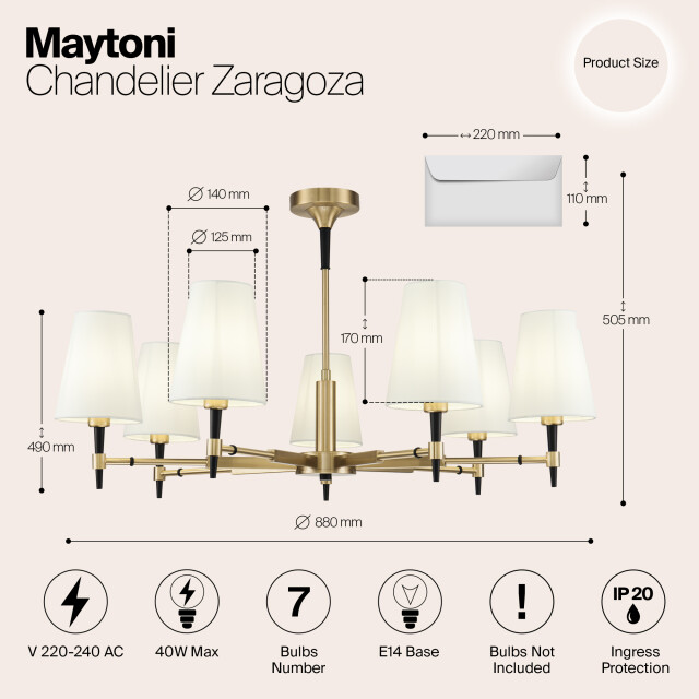 Maytoni kroonluchter zaragoza messing Ø88 3004322 large