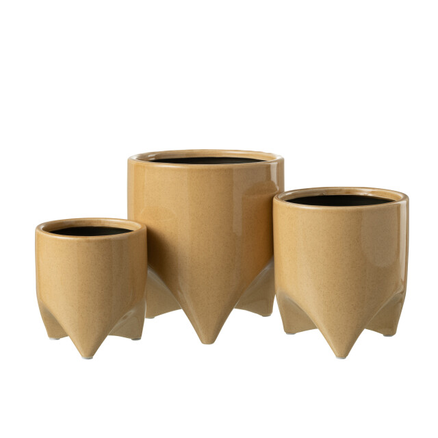 J-Line bloempot helia keramiek lichtbruin large 18x18x20.5cm 3008358 large
