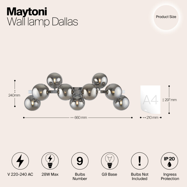 Maytoni wandlamp dallas chroom 2994001 large
