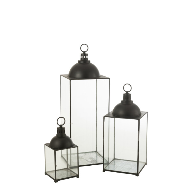 J-Line lantaarn hagrid glas/ijzer large 41x41x121cm 3001604 large