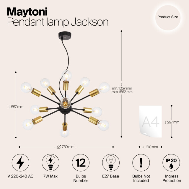 Maytoni hanglamp jackson - Ø75 2994834 large