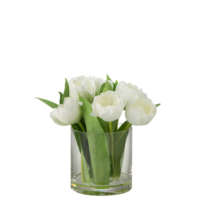 J-Line tulpen in vaas rond plastiek glas large 20x18.5x22.5cm 2997371 large