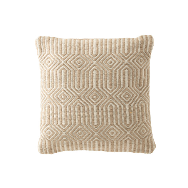 J-Line kussen ibiza polyester naurel/wit 42x44x10cm 3001444 large