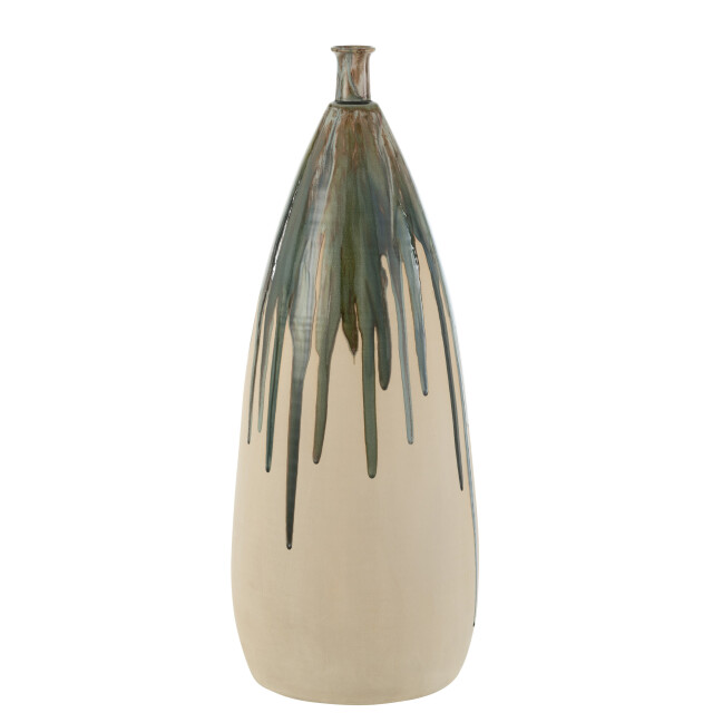 J-Line vaas verf keramiek naturel/groen large 27x27x73cm 2998372 large