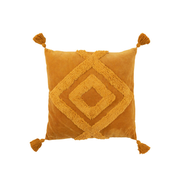 J-Line kussen u vorm patroon katoen koraal vierkant 63x63x12cm 3001371 large