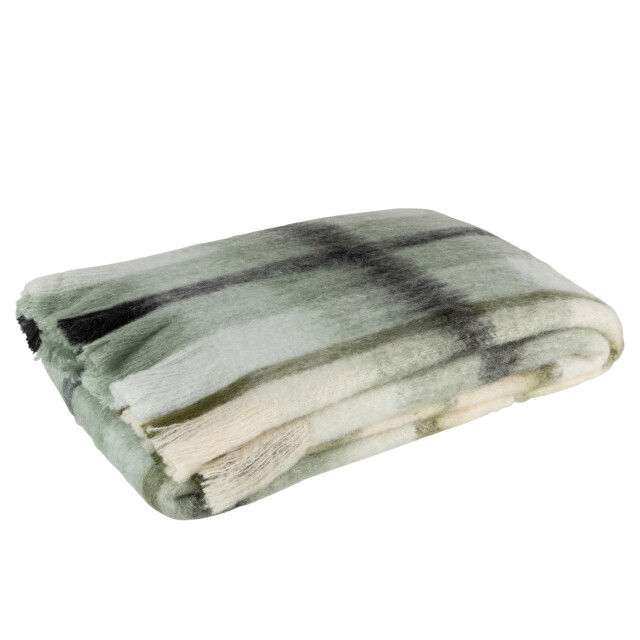 J-Line plaid ruit acryl/wol bruin//wit 190x136x0.5cm 3066072 large