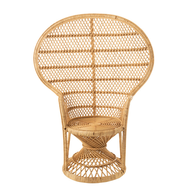 J-Line stoel pauw met kussen rotan 105x67x133cm 3000075 large