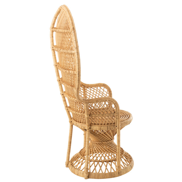 J-Line stoel pauw met kussen rotan 105x67x133cm 3000075 large
