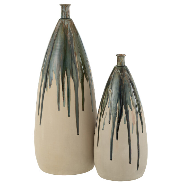 J-Line vaas verf keramiek naturel/groen large 27x27x73cm 2998372 large