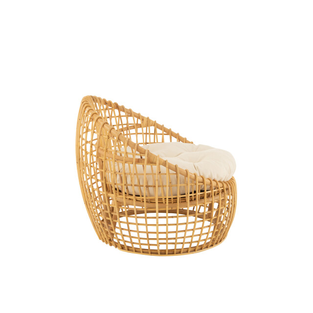 J-Line stoel lise+kussen 1 personen rotan/textiel naturel/wit 79x84x67cm 3002212 large