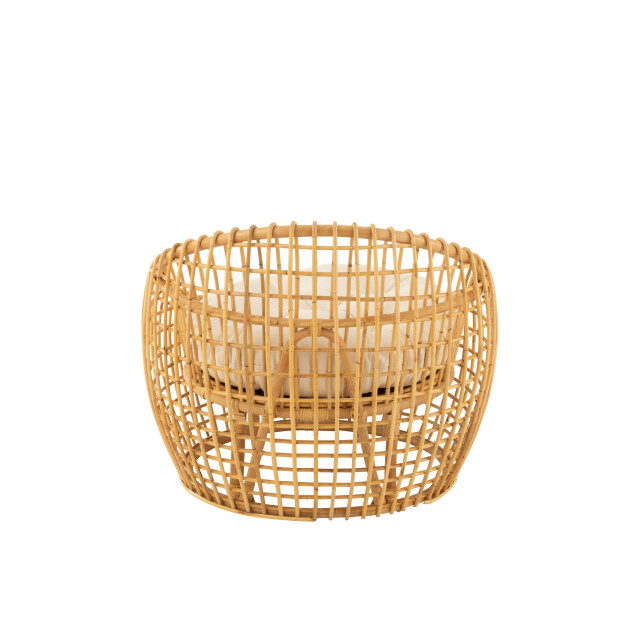 J-Line stoel lise+kussen 1 personen rotan/textiel naturel/wit 79x84x67cm 3002212 large