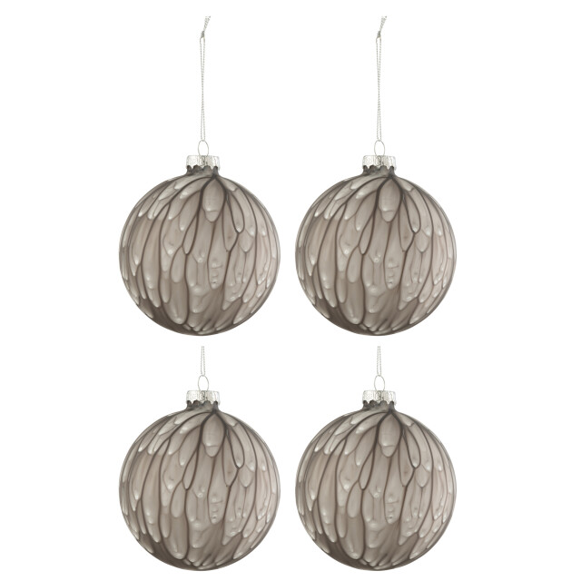 J-Line doos van 4 kerstballen gevlekt glas mat large 9.5x9.5x12cm 3007450 large
