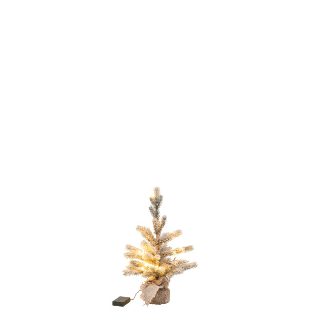 J-Line kerstboom besneeuwd+led+batterij in pot jute plastiek small - 3007332 large