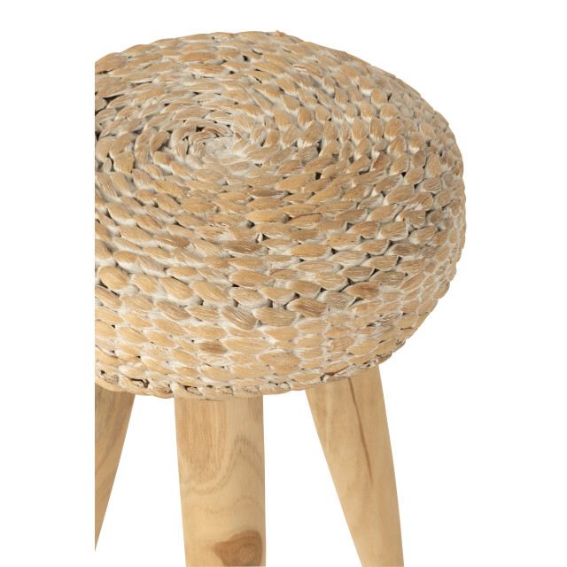 J-Line kruk rond teakhout/waterhyacint 30x30x40cm 3002141 large