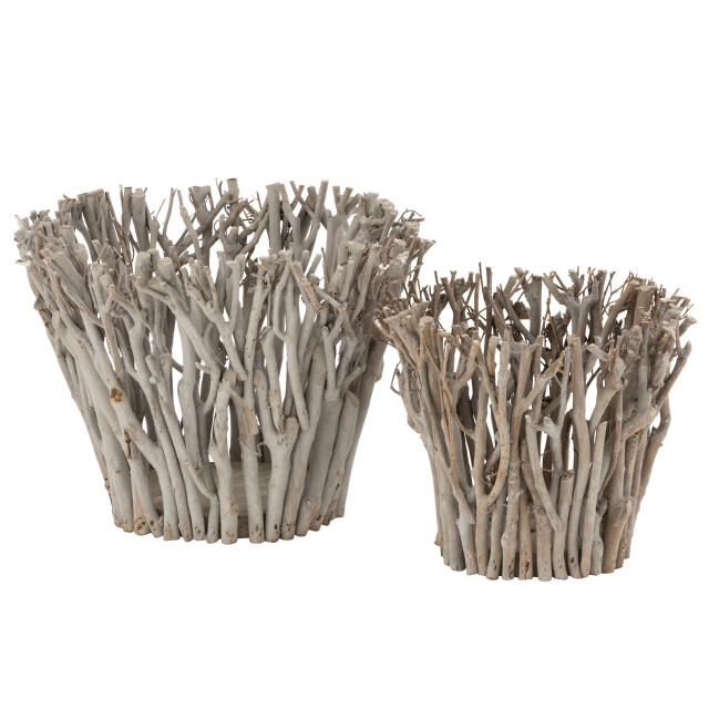 J-Line windlicht takken met glas hout large 38x38x30cm 3013758 large