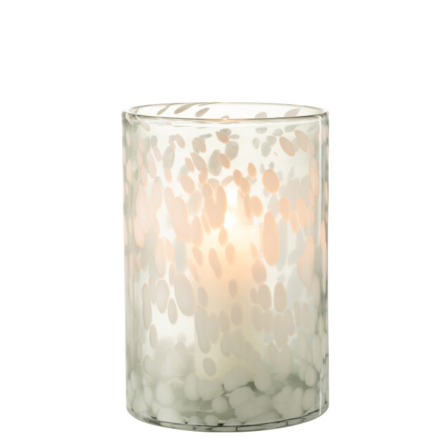J-Line windlicht spikkel glas /wit large 19.5x19.5x30cm 3013691 large