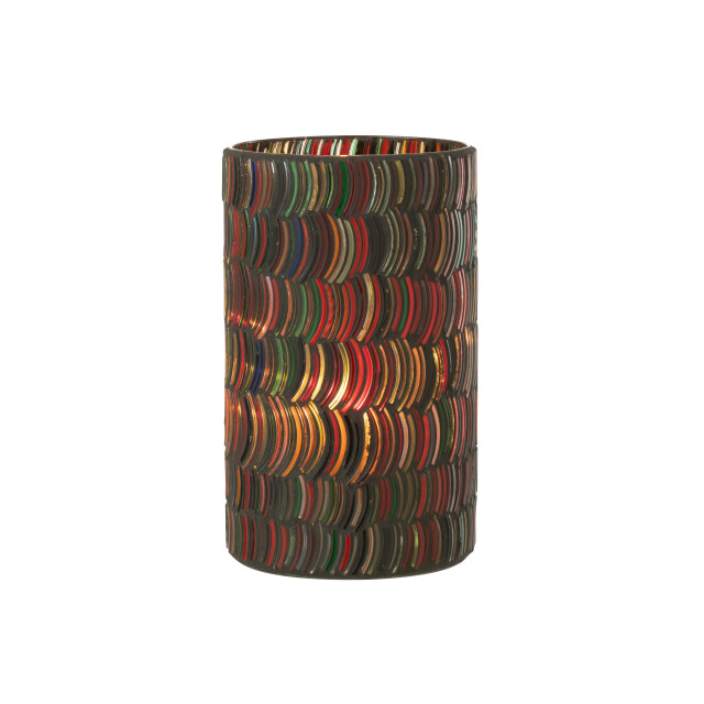 J-Line windlicht mozaiek curve glas mix large 12.5x12.5x23cm 3013738 large