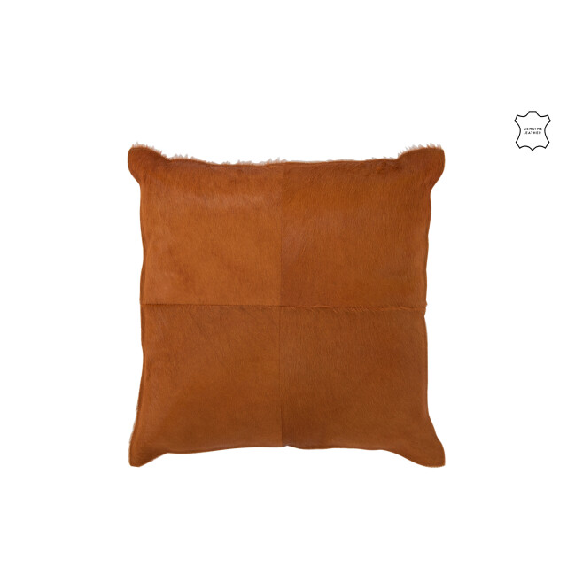 J-Line kussen koehaar leder camel 45x45x8cm 3001700 large