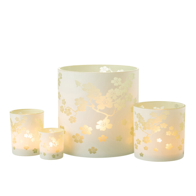 J-Line windlicht bloemen glas groen extra large 24x24x24cm 3013708 large