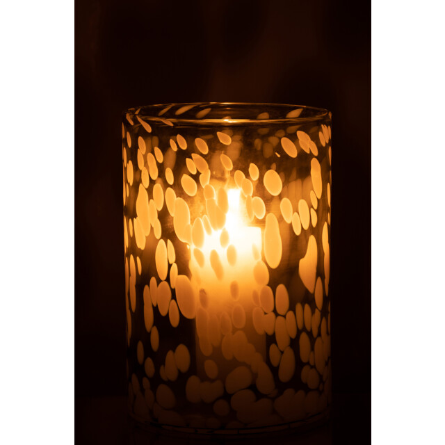 J-Line windlicht spikkel glas /wit large 19.5x19.5x30cm 3013691 large