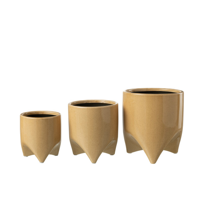 J-Line bloempot helia keramiek lichtbruin large 18x18x20.5cm 3008358 large