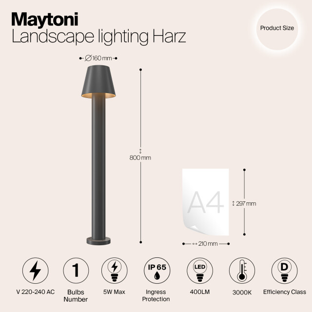 Maytoni Outdoor landschapsverlichting harz grafiet Ø16 3004461 large