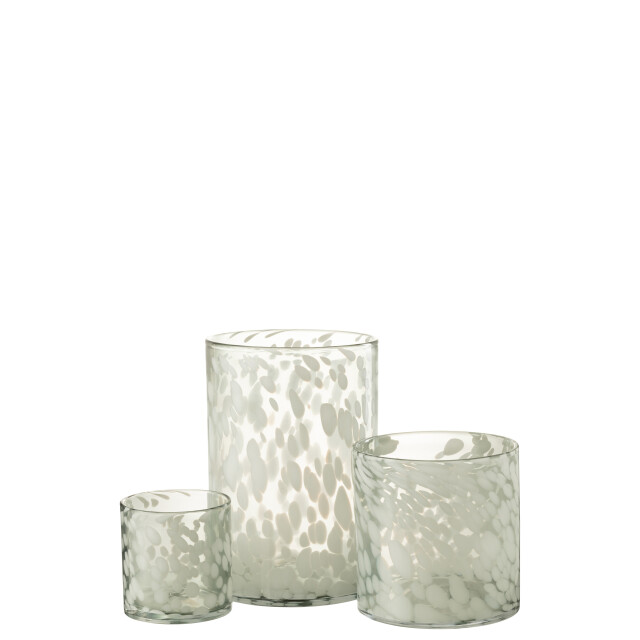 J-Line windlicht spikkel glas /wit large 19.5x19.5x30cm 3013691 large