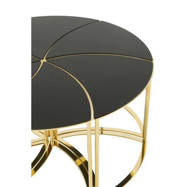 J-Line set van 6 tafels tornado goud metaal/mdf/glas 100x100x48cm 3001610 large