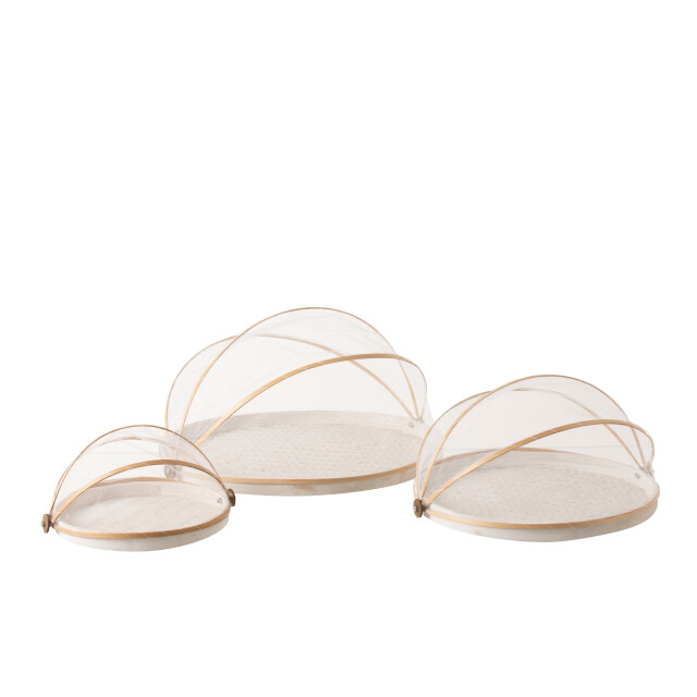 J-Line set van 3 plateaus met vliegenbescherming bamboe 48x45x27cm 3000107 large