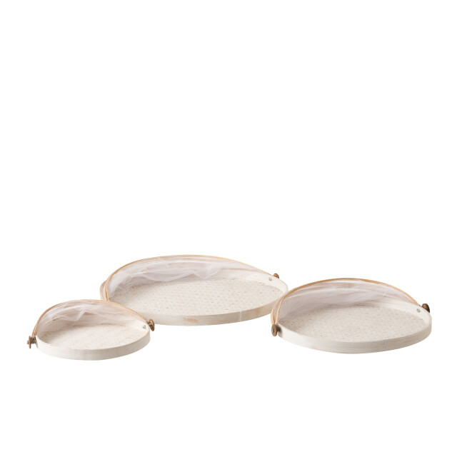 J-Line set van 3 plateaus met vliegenbescherming bamboe 48x45x27cm 3000107 large