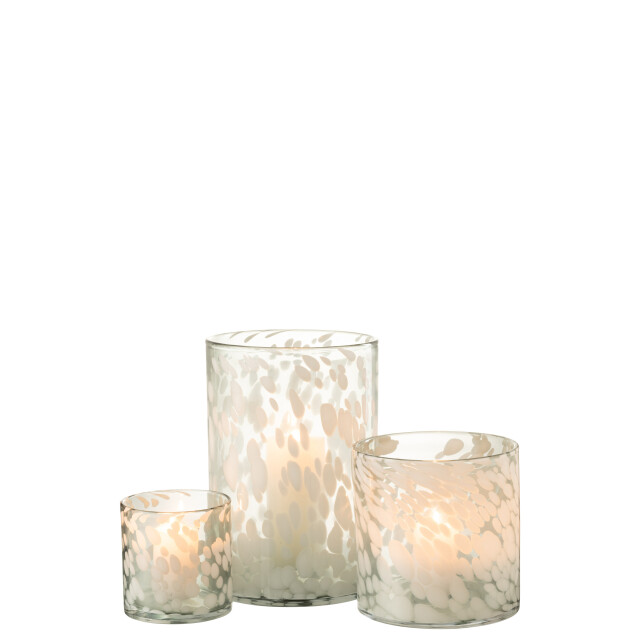 J-Line windlicht spikkel glas /wit large 19.5x19.5x30cm 3013691 large