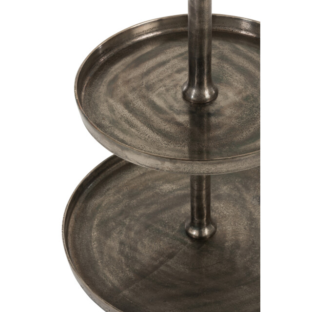 J-Line plateau op voet 3 niveaus rond aluminium antiek - 3013916 large