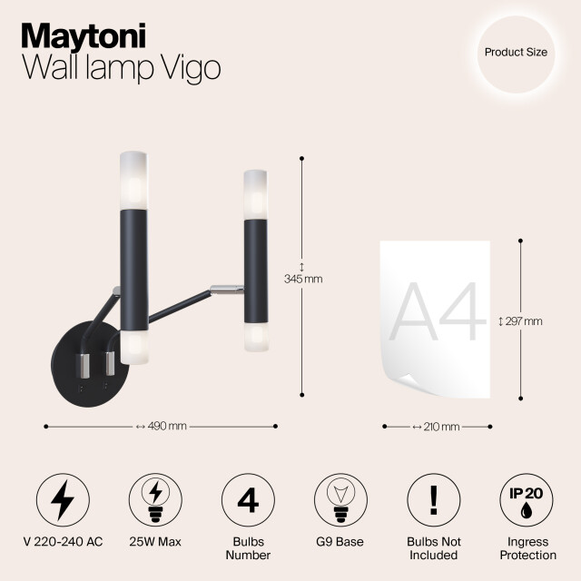 Maytoni wandlamp vigo - 2993881 large