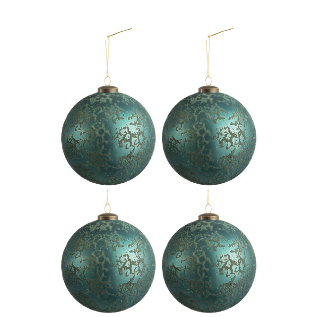 J-Line doos van 4 kerstballen glas mat antiek azuur large 28x28x13cm 3010926 large
