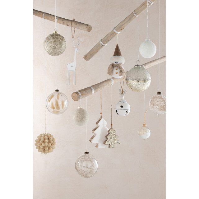 J-Line doos van 12 kerstballen 4+4+4 gedroogde takjes glas transparant - 3007350 large